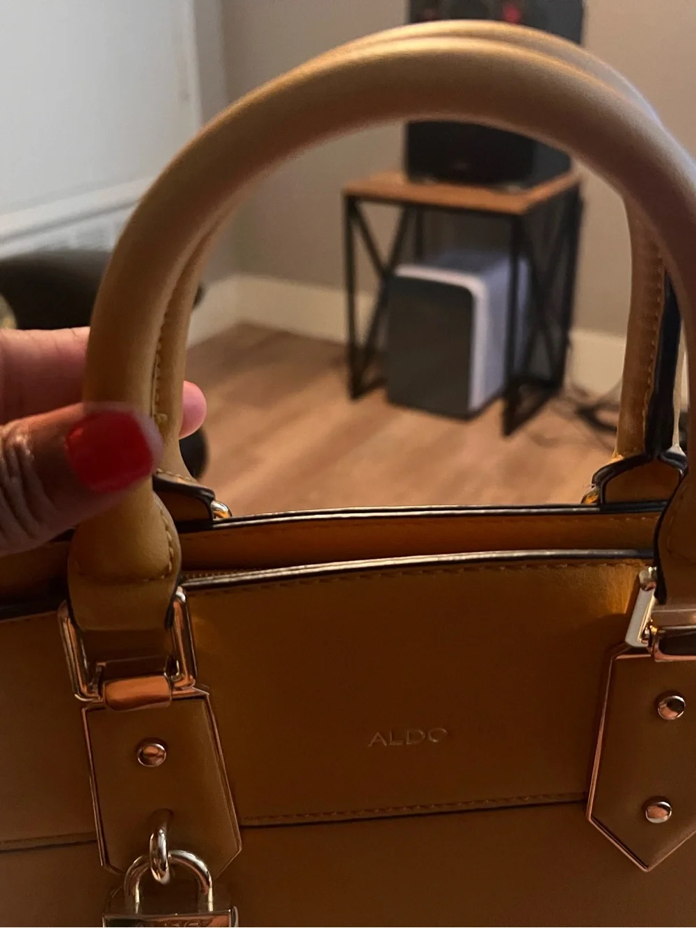 Aldo Brown Satchel with Silver Padlock Accent